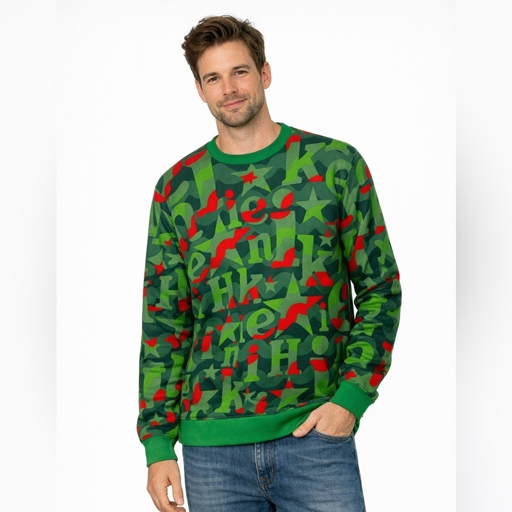 Heineken Beer Graphic Sweater Men L Green Red Ugly Christmas Holiday